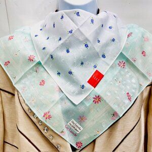 GUY LAROCHE Paris & Elle Paris Mini Scarf/Handkerchief 17" x17" Floral (Sc20)